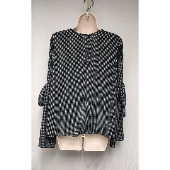 who what wear Polka-Dots Long Bell Sleeve Black/ White Size Medium - Picture 7 of 9